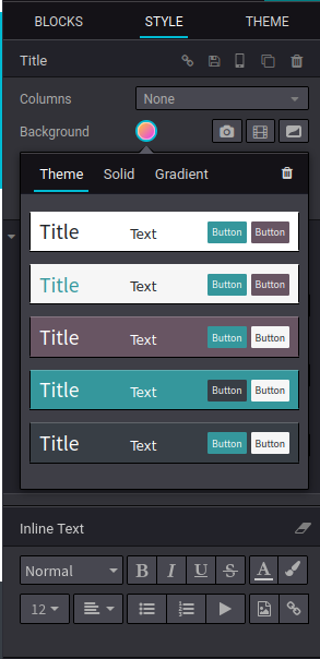 Auswahl des Hintergrundes nach den Farben des Themes der Website.