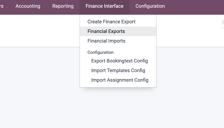 1. Auswahl Finanz Exporte.