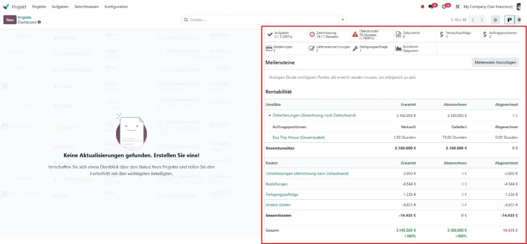 Das neue Projekt-Dashboard in Odoo 18​