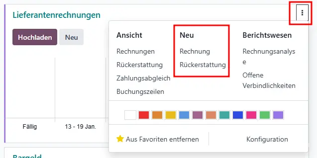 Die Konfiguration des Journals für Lieferantenrechnungen